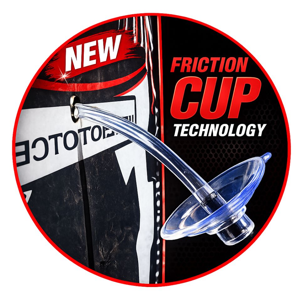 New Pro Rim Pro Friction Cup Technology securely grips the back of the wheel for hands-free tire dressing application.